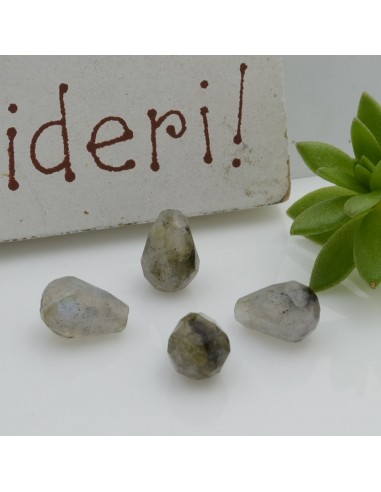 Pietre dure a forma di goccia sfaccettata labradorite 5 x 8 mm 2 pz per le tue creazioni!!!
