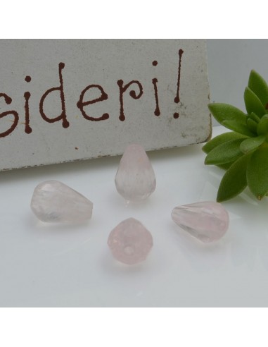 Pietre dure a forma di goccia sfaccettata quarzo rosa 5 x 8 mm 2 pz per le tue creazioni!!!