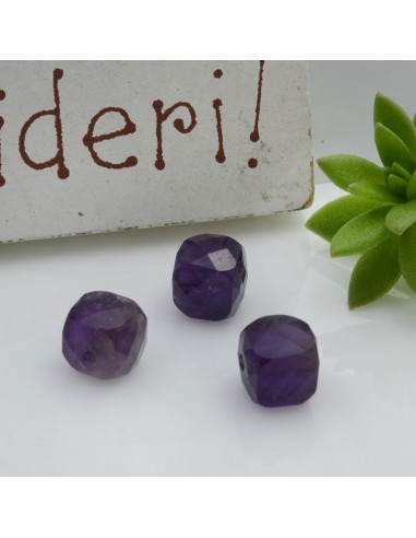 Pietre dure a forma di cubo sfaccettato ametista 5 mm 1 pz per le tue creazioni!!!