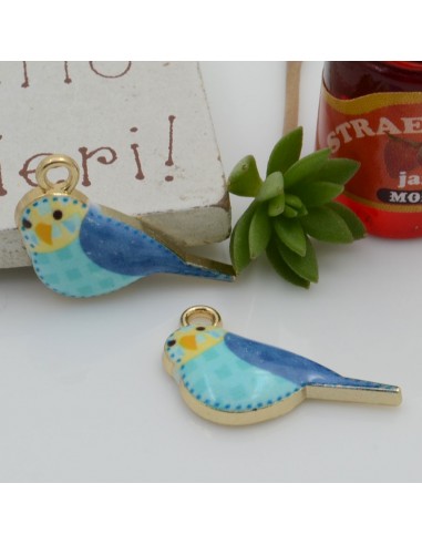 1 PZ ciondolo uccellino smaltato 14 x 22 mm idea orecchini bracciale e collana per fai da te