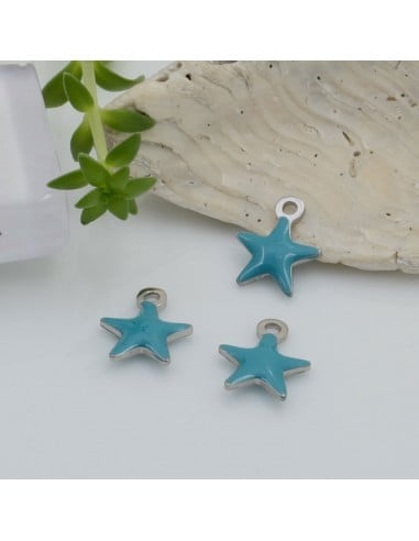 Ciondolo a forma di stella in acciaio inossidabile smaltato sopra e sotto base argento 1 pz 10 x 8 mm per le tue creazioni 