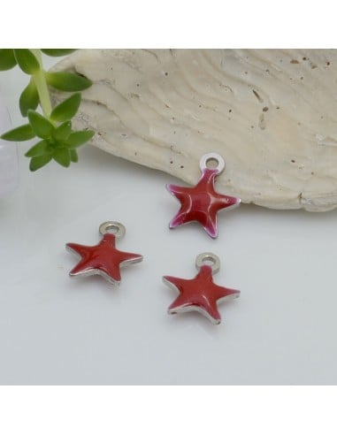 Ciondolo a forma di stella in acciaio inossidabile smaltato sopra e sotto base argento 1 pz 10 x 8 mm per le tue creazioni 