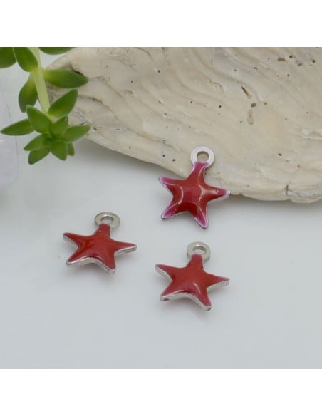 Ciondolo a forma di stella in acciaio inossidabile smaltato sopra e sotto base argento 1 pz 10 x 8 mm per le tue creazioni 