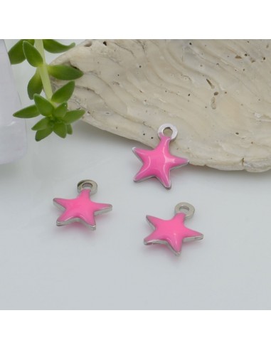 Ciondolo a forma di stella in acciaio inossidabile smaltato sopra e sotto base argento 1 pz 10 x 8 mm per le tue creazioni 