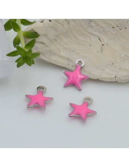 Ciondolo a forma di stella in acciaio inossidabile smaltato sopra e sotto base argento 1 pz 10 x 8 mm per le tue creazioni 