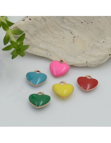 Ciondolo a forma di Cuore smaltato in Acciaio oro rosa 7mm 1pz | GDO
