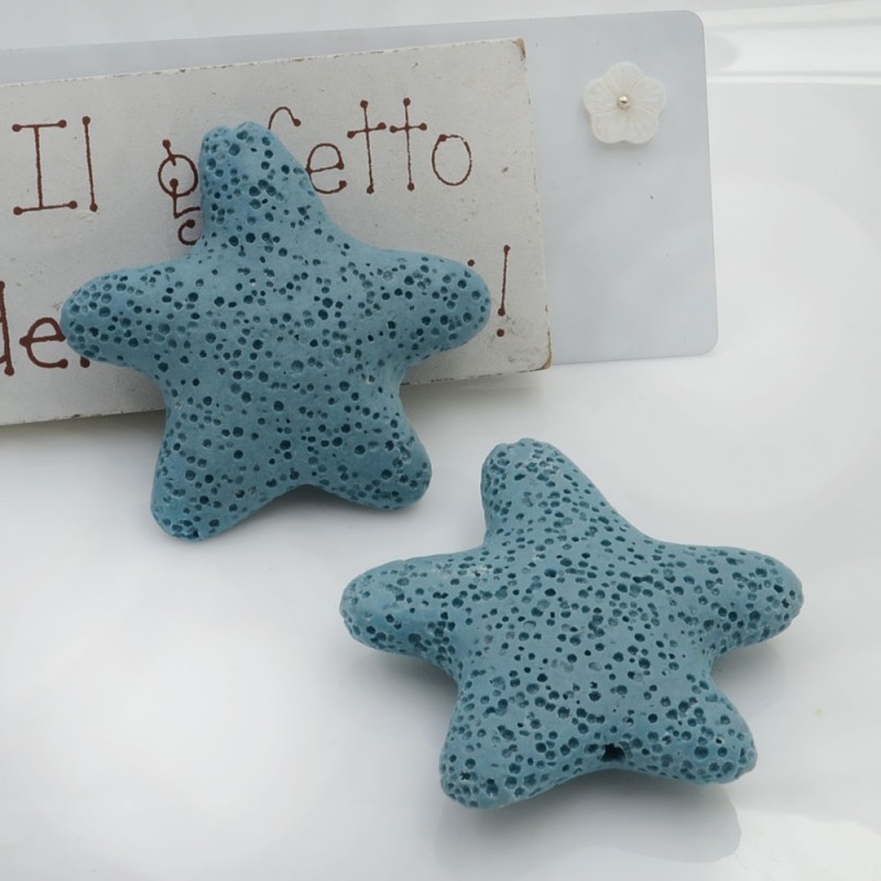 Stella marina in pietra lavica colorata 39x42 mm 1pz Gioie d'Oriente
