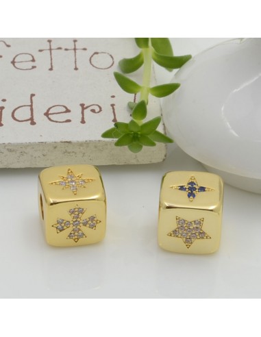 Cubetti strass oro vari disegni 7.5 mm foro 3.5 mm 1 pz in ottone per le tue creazioni fai da te!!