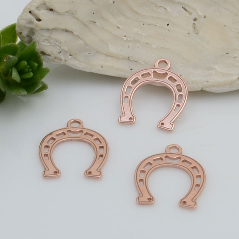 Ciondolo ferro di cavallo in argento 925 rodiato 12 x 9 mm 1pz Gioie d'Oriente