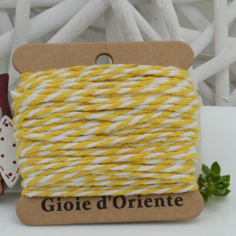 Filo di cotone bicolor intrecciato bianco e giallo 2mm 10mt | GDO