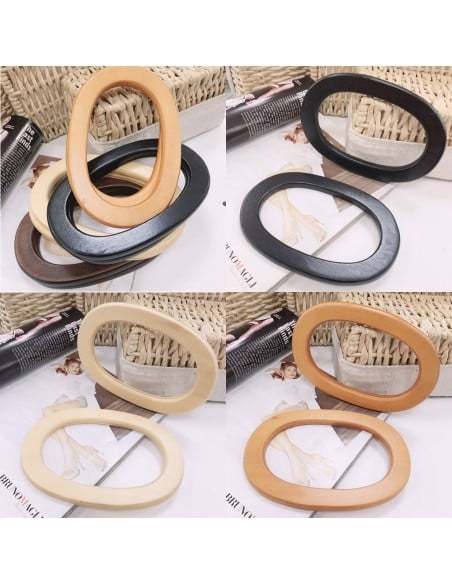 Manici per borse in legno forma ovale 11.50 x 17.50 cm 2 pz colore varia fai da te