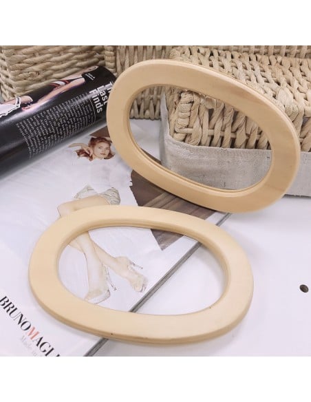 Manici per borse in legno forma ovale 11.50 x 17.50 cm 2 pz colore varia fai da te