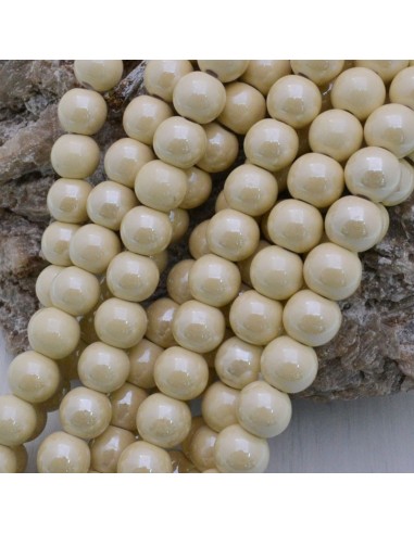 Filo di perle rotonde in ceramica smaltata 8 mm 47pz Gioie d'Oriente