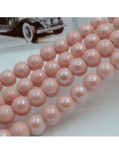 Filo di perle rotonde in ceramica smaltata 8 mm 47pz Gioie d'Oriente