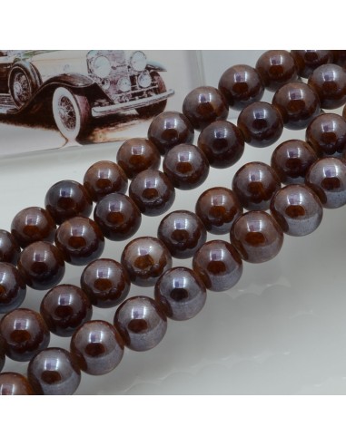 Filo di perle rotonde in ceramica smaltata 8 mm 47pz Gioie d'Oriente