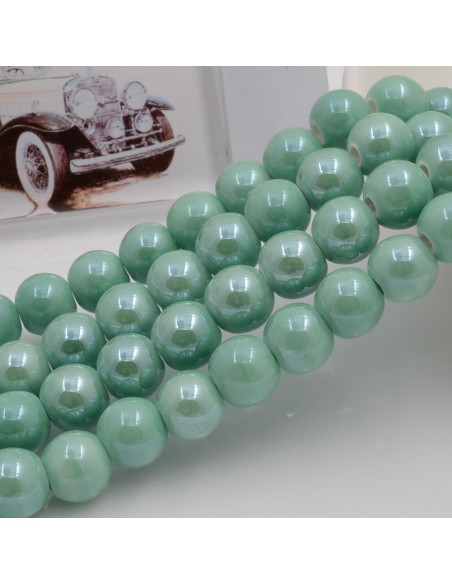 Filo di perle rotonde in ceramica smaltata 8 mm 47pz Gioie d'Oriente