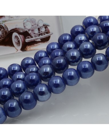 Filo di perle rotonde in ceramica smaltata 8 mm 47pz Gioie d'Oriente