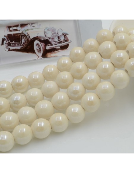 Filo di perle rotonde in ceramica smaltata 10 mm 33pz Gioie d'Oriente