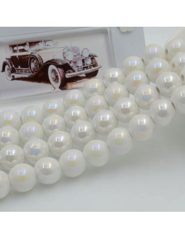 Filo di perle rotonde in ceramica smaltata 10 mm 33pz Gioie d'Oriente