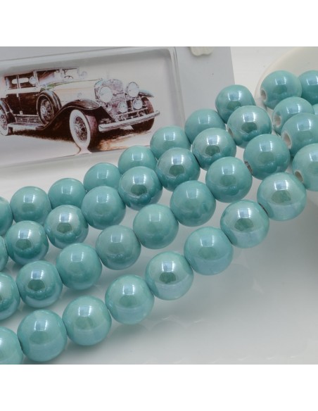 Filo di perle rotonde in ceramica smaltata 10 mm 33pz Gioie d'Oriente