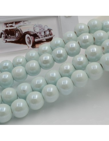 Filo di perle rotonde in ceramica smaltata 10 mm 33pz Gioie d'Oriente