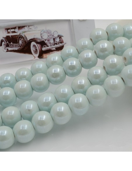 Filo di perle rotonde in ceramica smaltata 10 mm 33pz Gioie d'Oriente