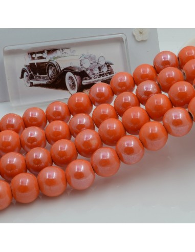 Filo di perle rotonde in ceramica smaltata 10 mm 33pz Gioie d'Oriente