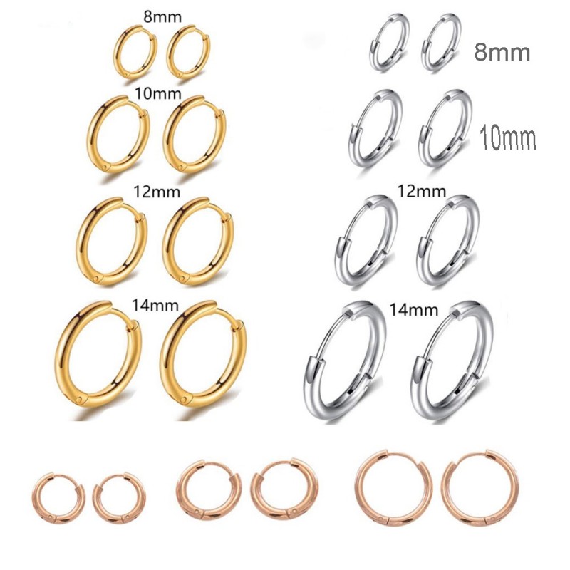Orecchini cerchio in Acciaio inox spessore 1.6mm misure interne 6-14mm 1 paio | GDO