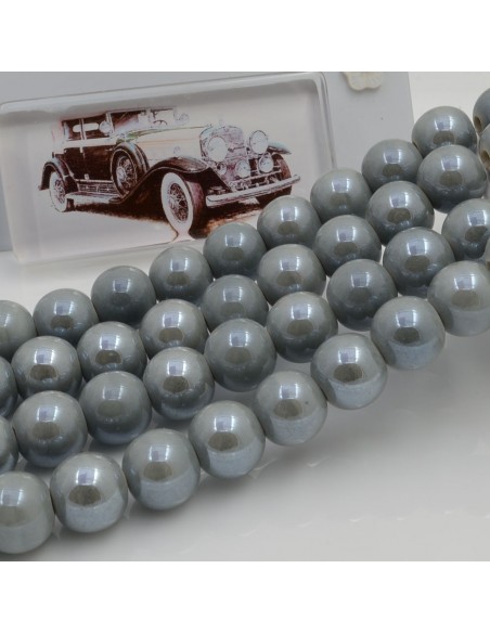 Filo di perle rotonde in ceramica smaltata 10 mm 33pz Gioie d'Oriente