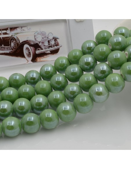 Filo di perle rotonde in ceramica smaltata 10 mm 33pz Gioie d'Oriente
