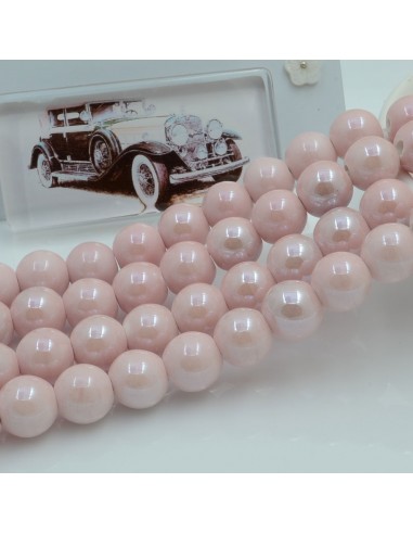 Filo di perle rotonde in ceramica smaltata 10 mm 33pz Gioie d'Oriente