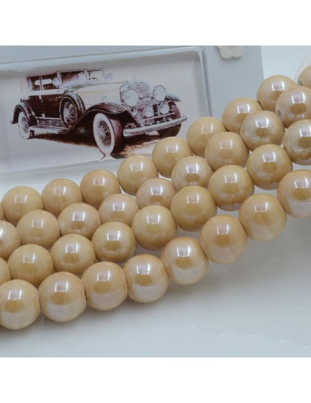 Filo di perle rotonde in ceramica smaltata 10 mm 33pz Gioie d'Oriente