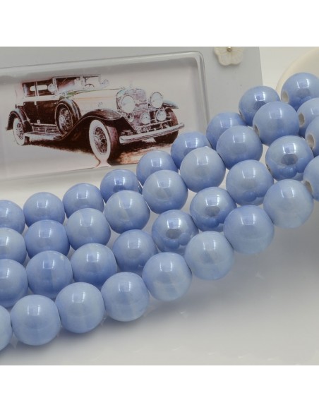 Filo di perle rotonde in ceramica smaltata 10 mm 33pz Gioie d'Oriente