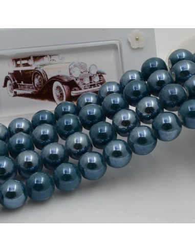 Filo di perle rotonde in ceramica smaltata 10 mm 33pz Gioie d'Oriente