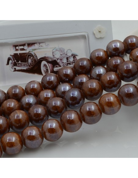Filo di perle rotonde in ceramica smaltata 10 mm 33pz Gioie d'Oriente