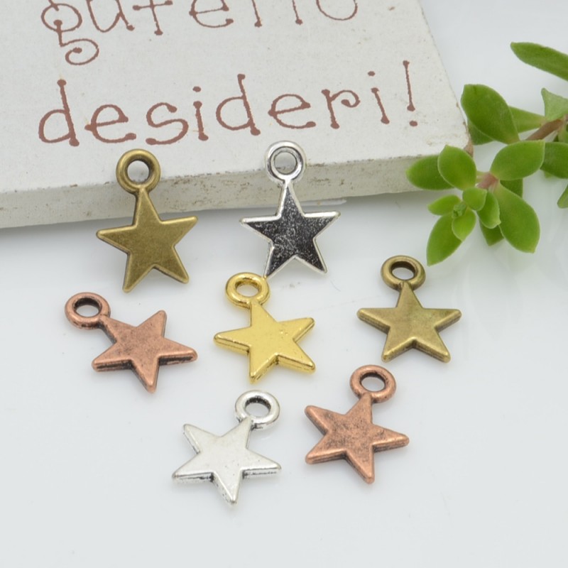 200 pz ciondoli Charms forma stella liscia 10 x 12 MM  per bigiotteria  per le tue creazioni