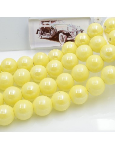 Filo di perle rotonde in ceramica smaltata 14-15 mm 25pz Gioie d'Oriente