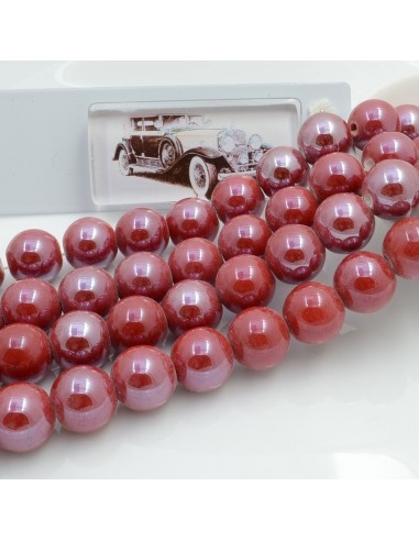 Filo di perle rotonde in ceramica smaltata 14-15 mm 25pz Gioie d'Oriente
