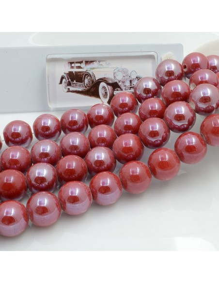 Filo di perle rotonde in ceramica smaltata 14-15 mm 25pz Gioie d'Oriente