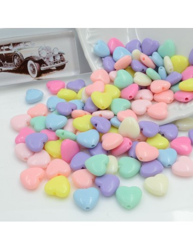 Perline a forma di cuore di plastica colorate pastello mix con foro 1.8 mm per le tue creazioni alla moda!!