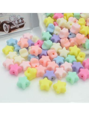 Perline a forma di stella di plastica colorate pastello opaco mix 11 mm con foro 1.5 mm 180 pz per le tue creazioni alla moda!!