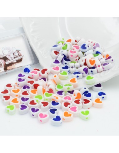 Perline a forma di cuore di plastica colorate 7 x 8 mm con foro 1.8 mm 400 pz per le tue creazioni alla moda!!