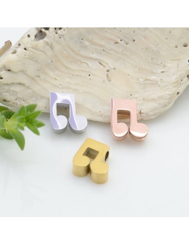 Distanziatore perline in acciaio inossidabile nota musicale piatta 7 x 8 mm foro 1.6 mm 1 pz per le tue creazioni!!