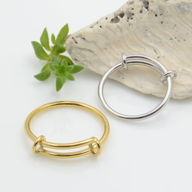 Base anello per attaccare ciondoli varie misure in acciaio 1 pz per le tue creazioni alla moda!!!