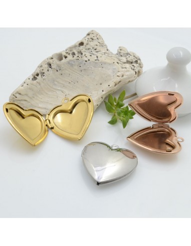 Ciondolo cuore portafoto in acciaio inossidabile liscio 22.5 x 25 mm 1 pz per le tue creazioni alla moda!!!