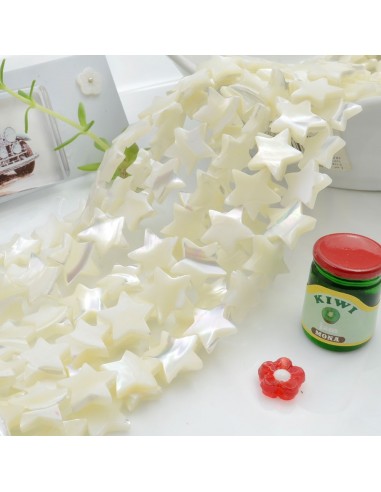 1 filo MADREPERLA NATURALE forma stella liscia 11 mm colore bianco 36 pz 40 cm per le tue creazioni!!
