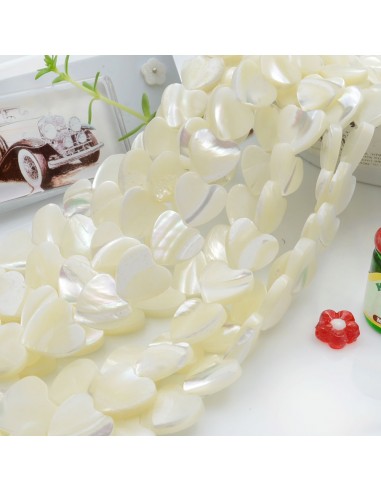 1 filo MADREPERLA NATURALE forma cuore liscio 11.5 mm colore bianco 28 pz 40 cm per le tue creazioni!!