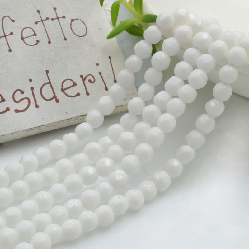 Filo pietre Agata bianca sfaccettata tonda 4mm 100pz | GDO