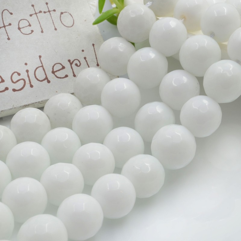 Filo di pietre dure Agata Bianca tonda sfaccettata 10 mm 38 pz per le tue creazioni!!!