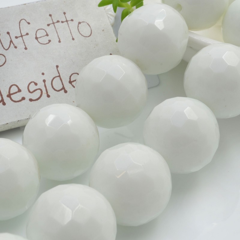 Filo di pietre dure Agata Bianca tonda sfaccettata 18 mm 22 pz per le tue creazioni!!!